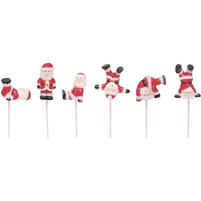 Tumbling Santas - 6 Cupcake Picks