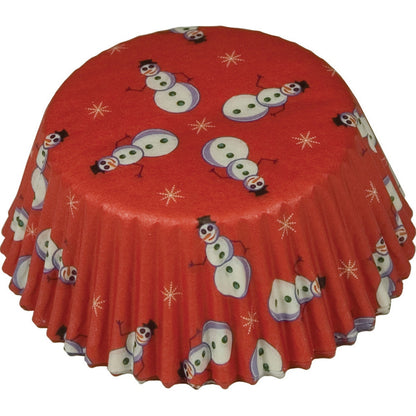 Red Snowmen Baking Cups - 50 Cupcake Liners
