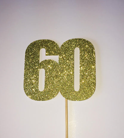 60 Cake Topper - Glitter Gold - Small