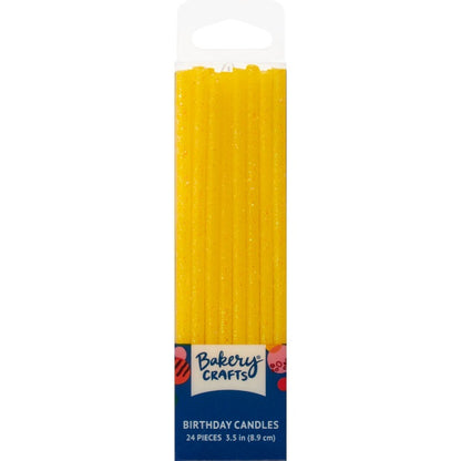 Slim Glitter Candles - Yellow, 24pc