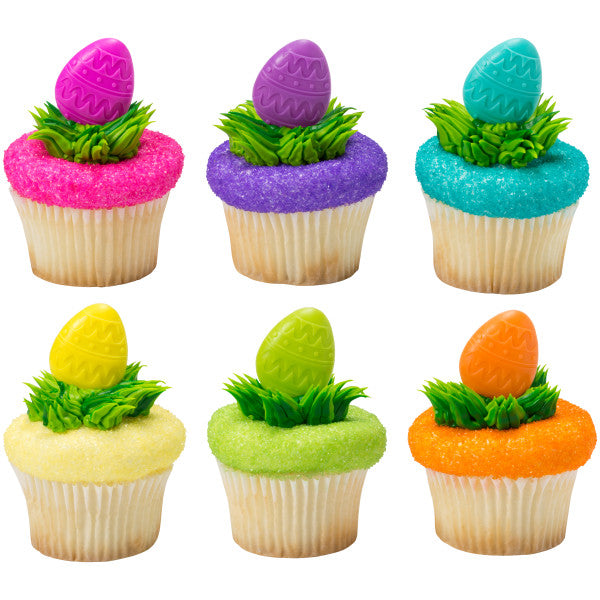 Decorated Easter Egg Cupcake Picks - 12 Picks