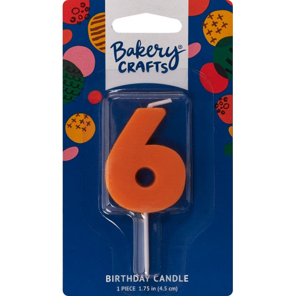 Mini Block Number Candle - 6 - Orange