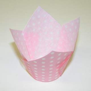 Light Pink Polka Dot Tulip Cups - 24 Tulip Cups