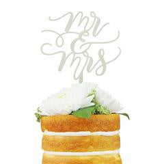 Mr and Mrs Flourish Cake Topper with Silver Finish