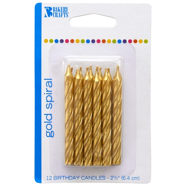 Spiral Candle - Gold, 12pc