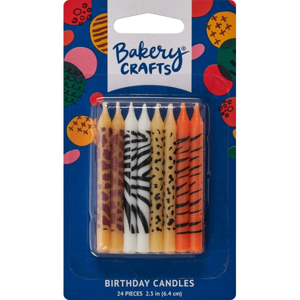 Animal Print Birthday Candles, 24pc
