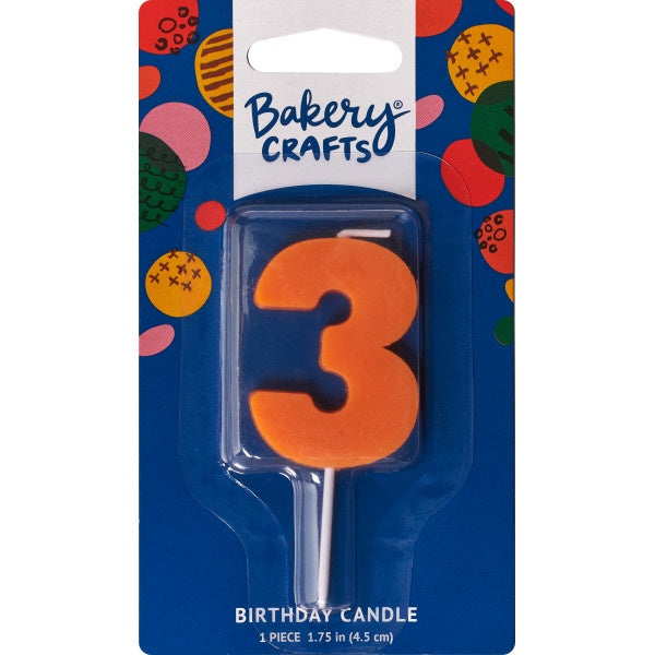 Mini Block Number Candle - 3 - Orange