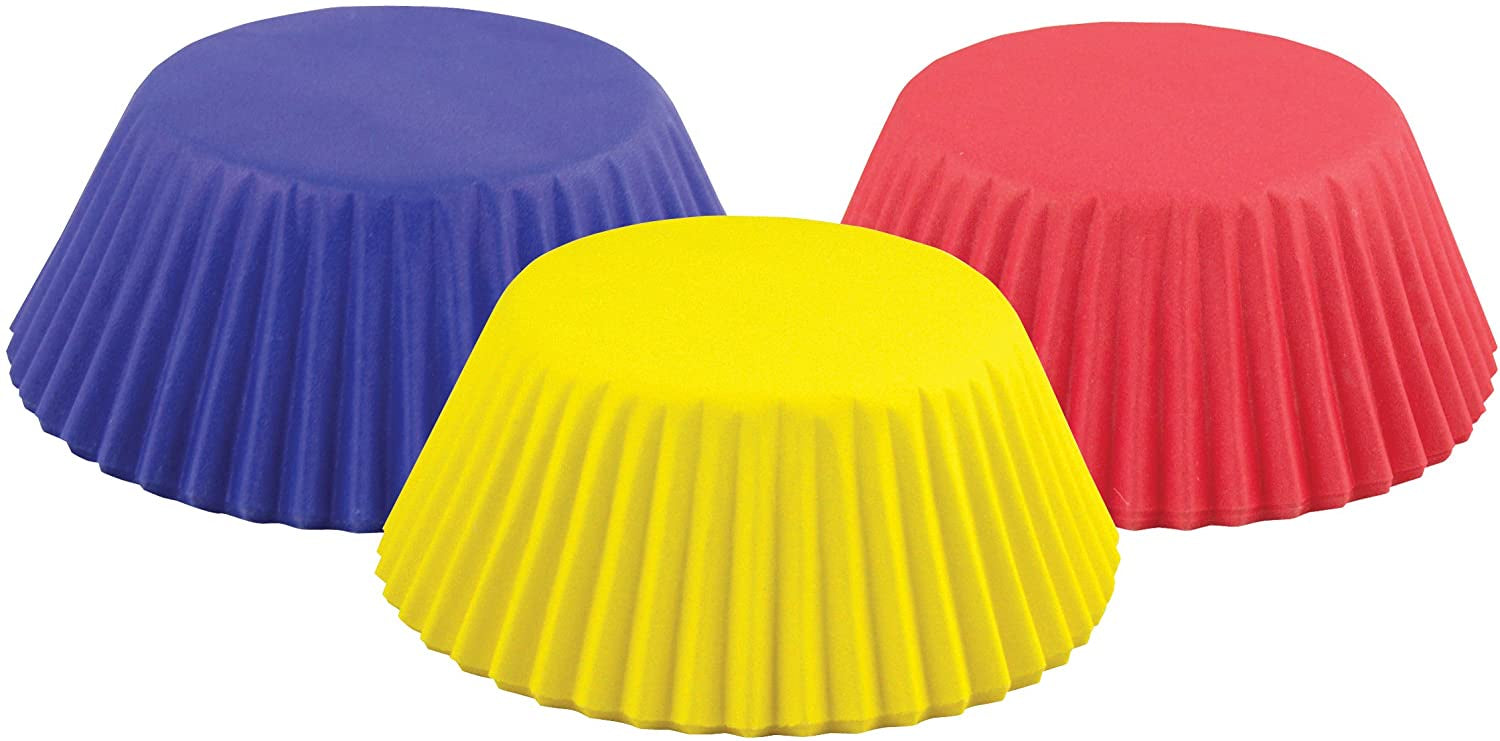Red, Yellow and Blue Bake Cups - 75 Cupcake Liners