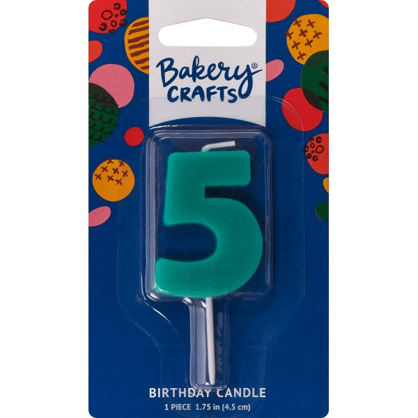 Mini Block Number Candle - 5 - Teal