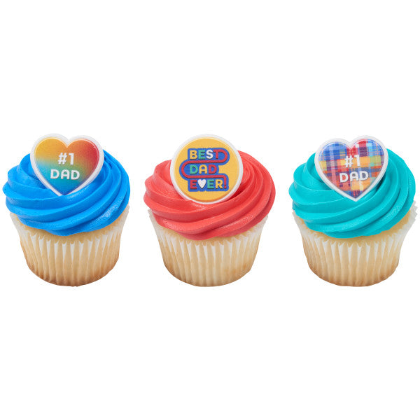 Number 1 Dad Cupcake Rings - 12 Rings