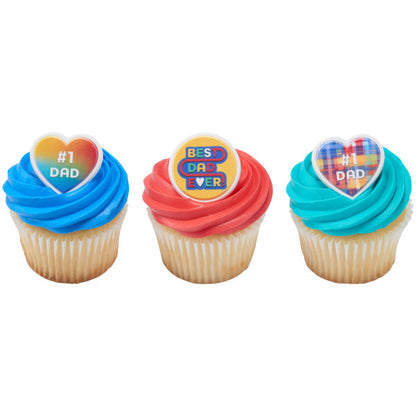 Number 1 Dad Cupcake Rings - 12 Rings