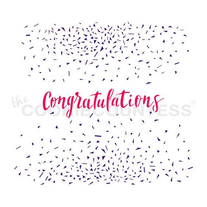 2 Piece Confetti & Congratulations Stencil Set