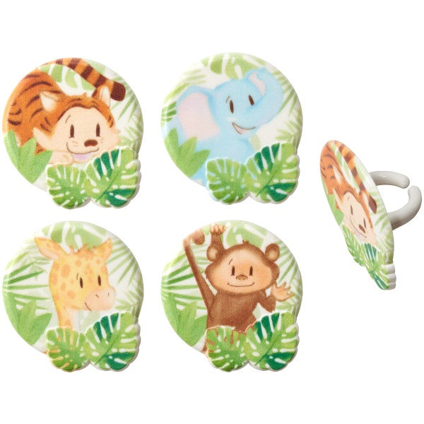 Baby Jungle (Safari) Animals Cupcake Rings - 12 Rings