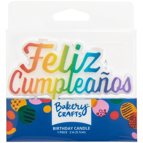 Feliz Cumpleanos Shaped Candle in Bright Colors