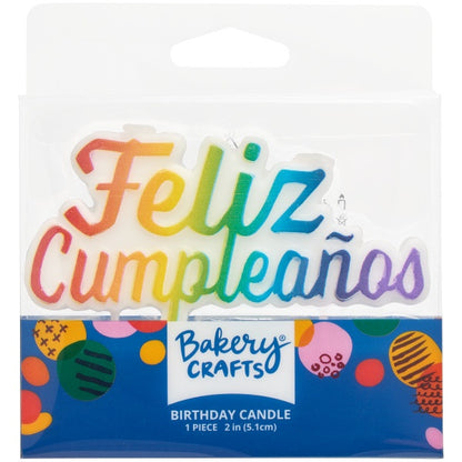 Feliz Cumpleanos Shaped Candle in Bright Colors