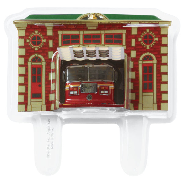 Fire Truck and Station Cake Topper Set