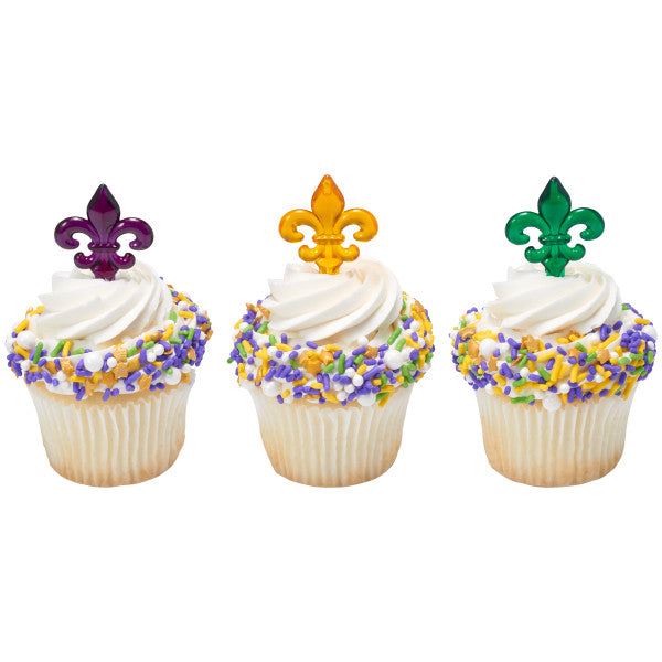 Fleur De Lis Translucent Cupcake Picks, 12 Cupcake Picks