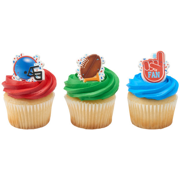Football Assortment Cupcake Rings - 12 Cupcake Rings Per Package