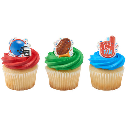 Football Assortment Cupcake Rings - 12 Cupcake Rings Per Package