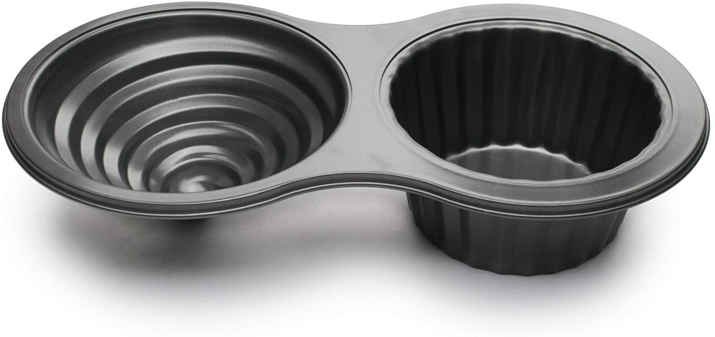 Fox Run Non-Stick Baking Pan, 6 Cup Large Muffin Top, Metallic
