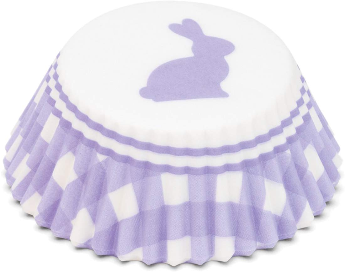 Purple Gingham Bunny Bake Cups - 50 Cupcake Liners