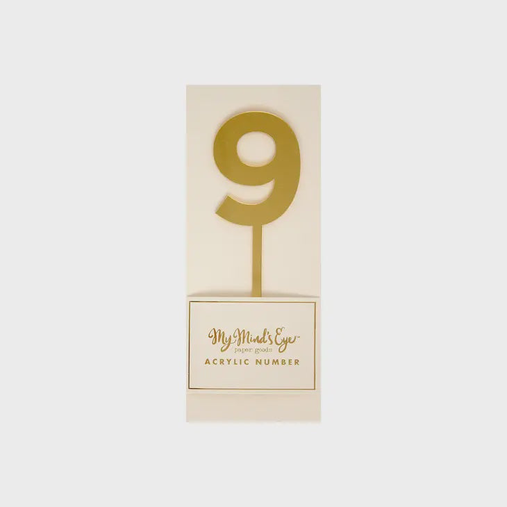 Gold Acrylic Cake Topper Number 9