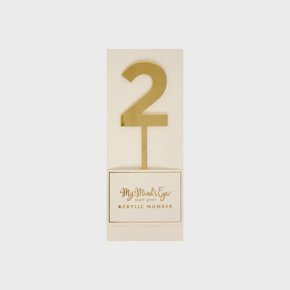 Gold Acrylic Cake Topper Number 2