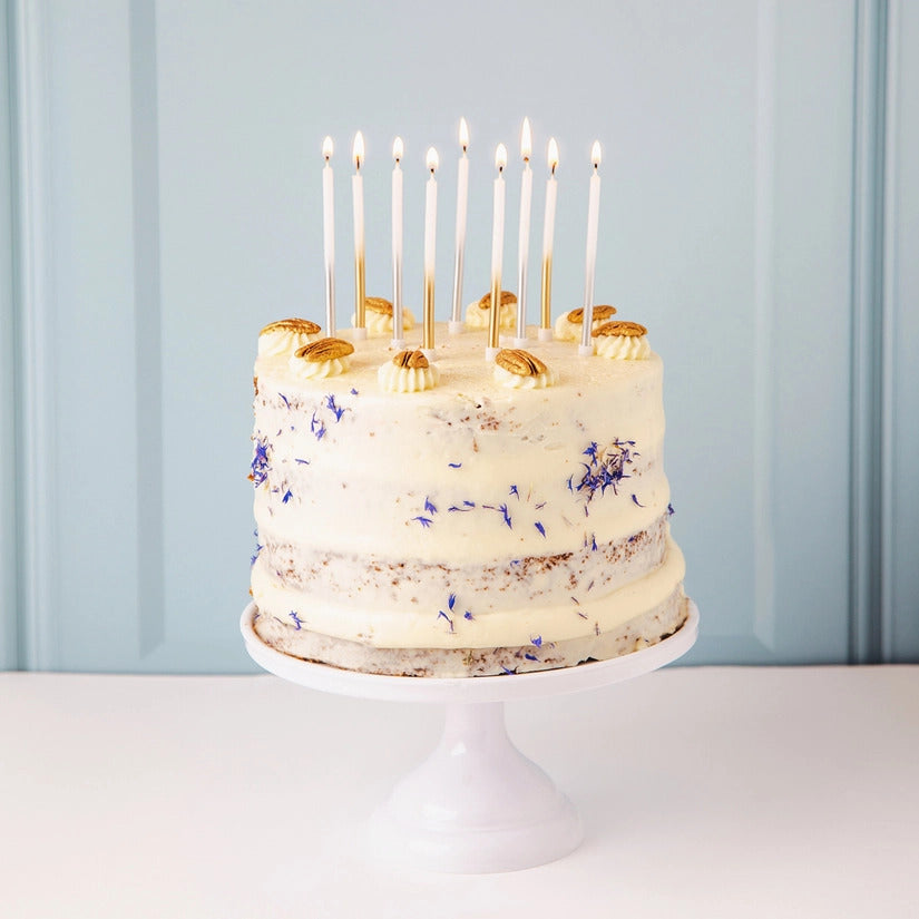 Gold and White Birthday Candles
