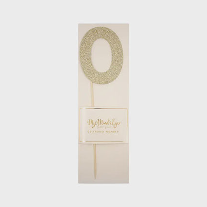 Gold Glitter Cake Topper Number 0
