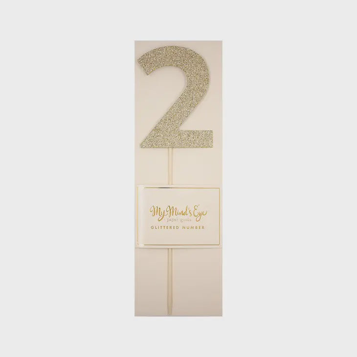 Gold Glitter Cake Topper Number 2 – Frans Cake and Candy