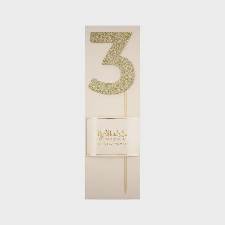 Gold Glitter Cake Topper Number 3 – Frans Cake and Candy
