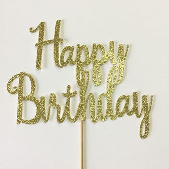 Happy Birthday Topper - Gold Glitter