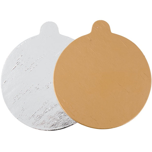 4 Inch, Round Gold/Silver Cake Board with Handle - 10 Boards