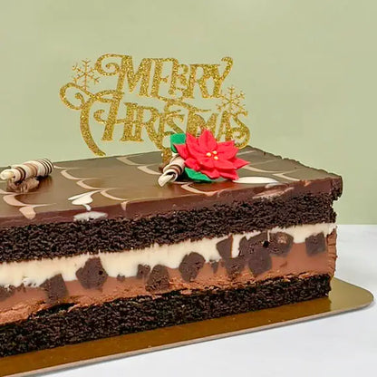 Merry Christmas with Snowflakes Gold Acrylic Cake Topper