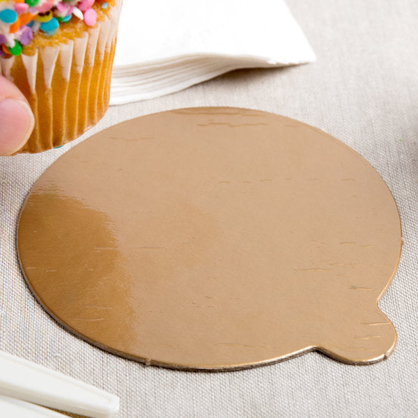 4 Inch, Round Gold/Silver Cake Board with Handle - 10 Boards