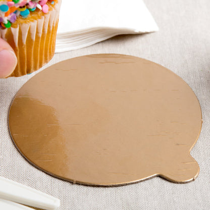 4 Inch, Round Gold/Silver Cake Board with Handle - 10 Boards