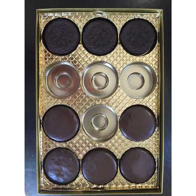 Gold Candy Box with a 12 Truffle/Cookie Insert, 1lb, 2 Piece Box with a Clear Lid and Gold Bottom