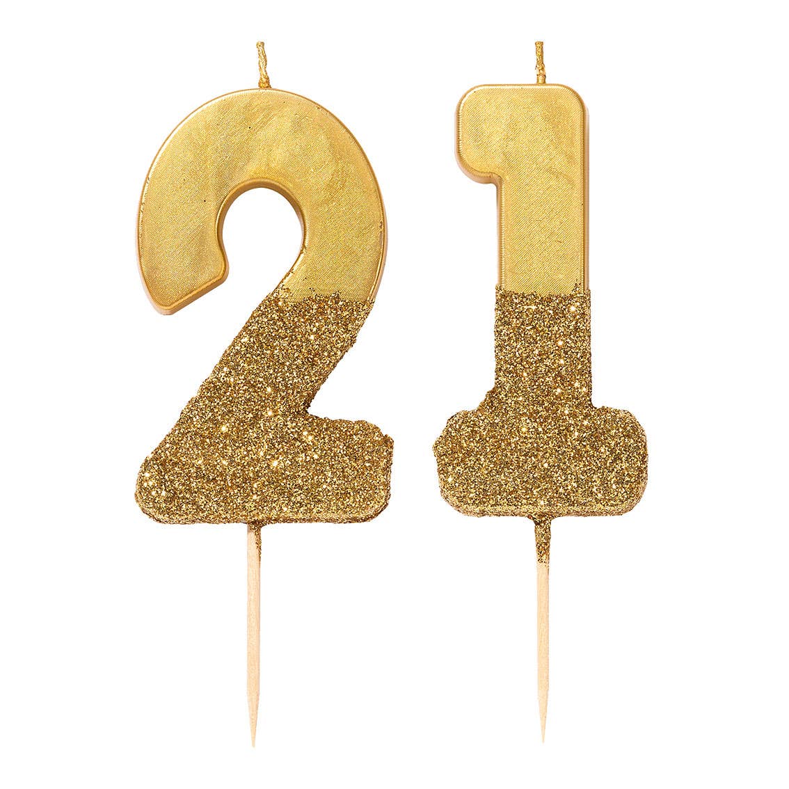 Gold Glitter Number Candle - Number 2
