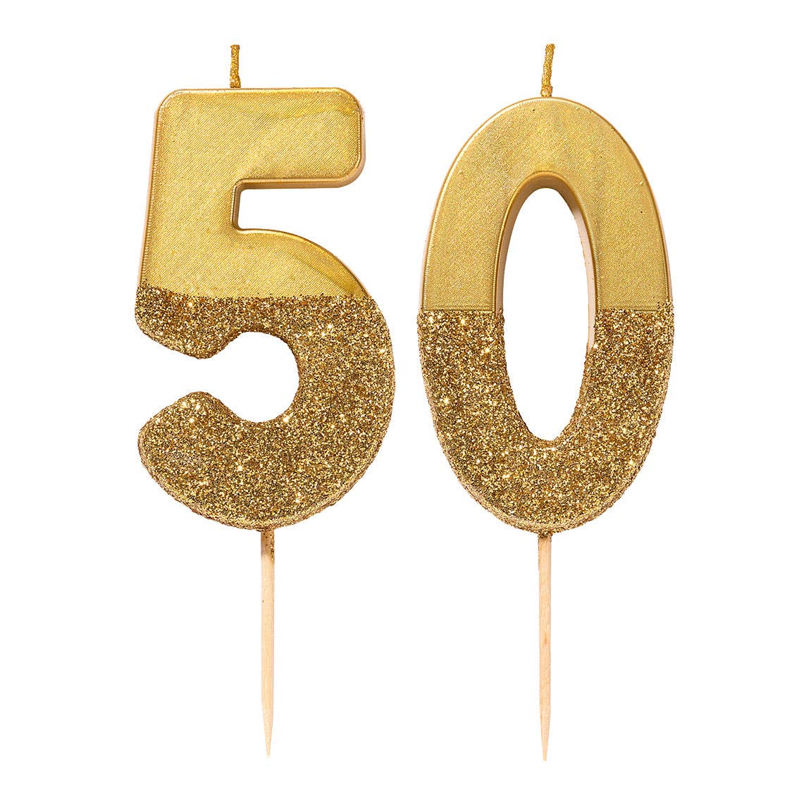 Gold Glitter Number Candle - Number 0