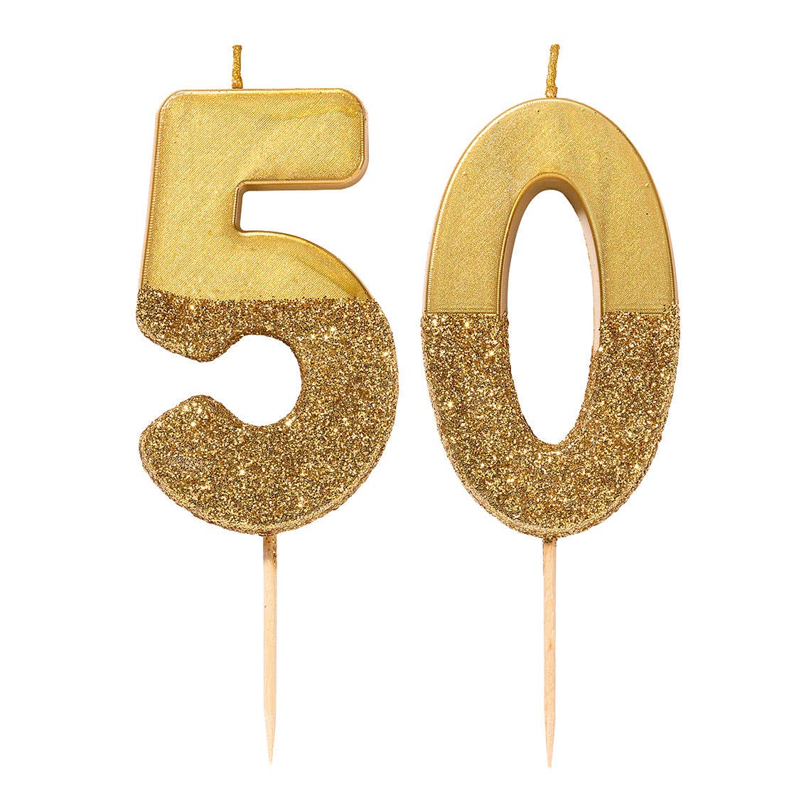 Gold Glitter Number Candle - Number 5