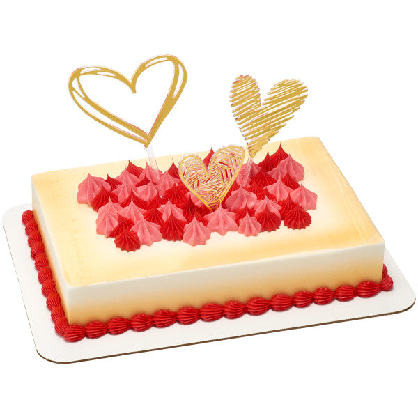 Gold Hearts Cake Topper Kit