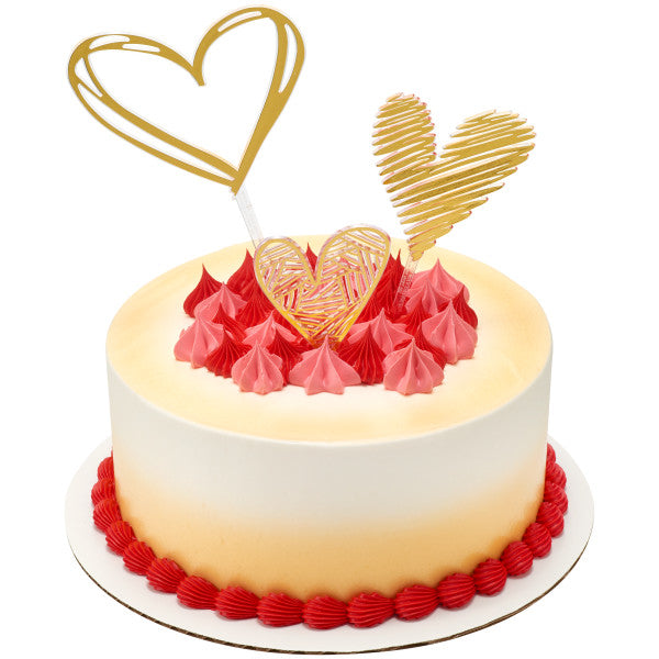 Gold Hearts Cake Topper Kit