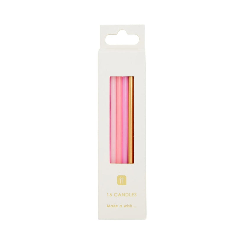 Rose Pink and Gold Birthday Candles