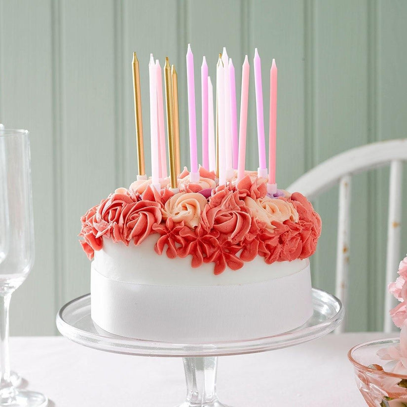 Rose Pink and Gold Birthday Candles