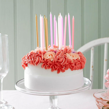 Rose Pink and Gold Birthday Candles