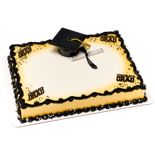 4" Black Graduation Hat Cake Topper