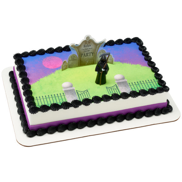 Grim Reaper and Gravestone Cake Topper Set