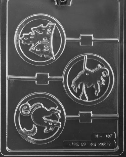 Witch, Haunted House and Cat Lollipop Chocolate Mold
