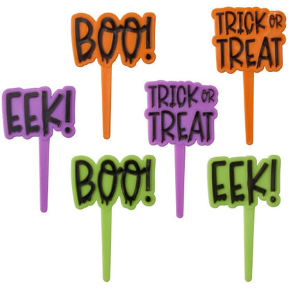 Halloween Greetings Cupcake Picks - 12 Cupcake Picks