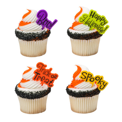 Halloween Greeting  Cupcake Picks- 12 Picks